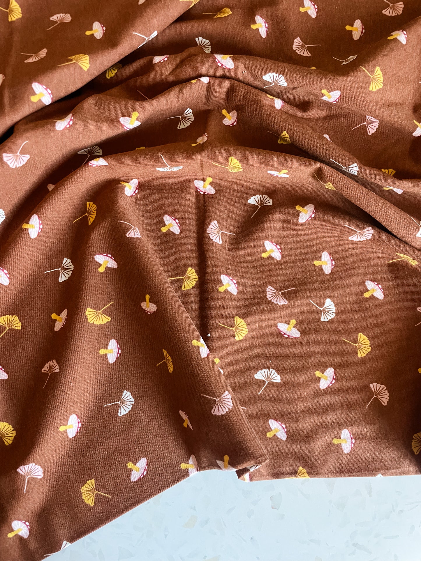 Gingko Shrooms Knit Fabric