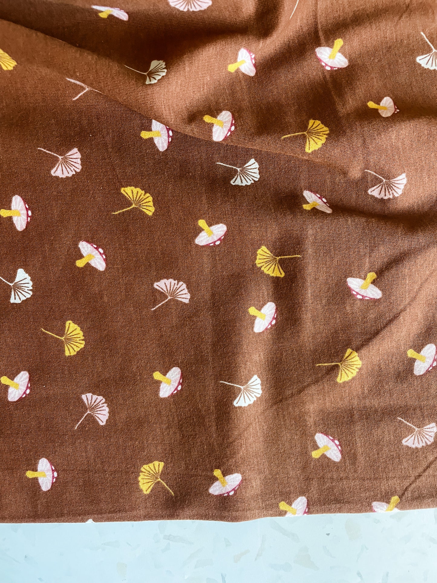 Gingko Shrooms Knit Fabric