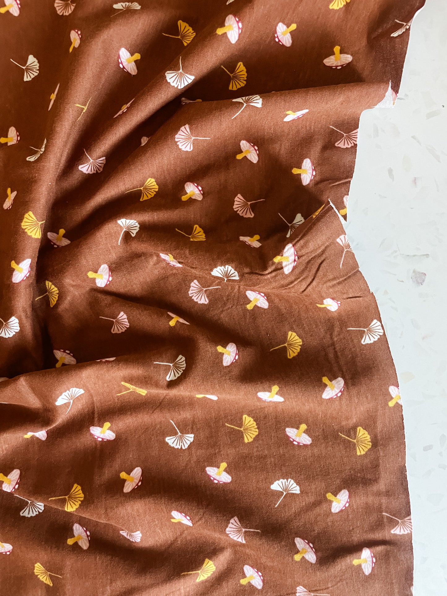 Gingko Shrooms Knit Fabric