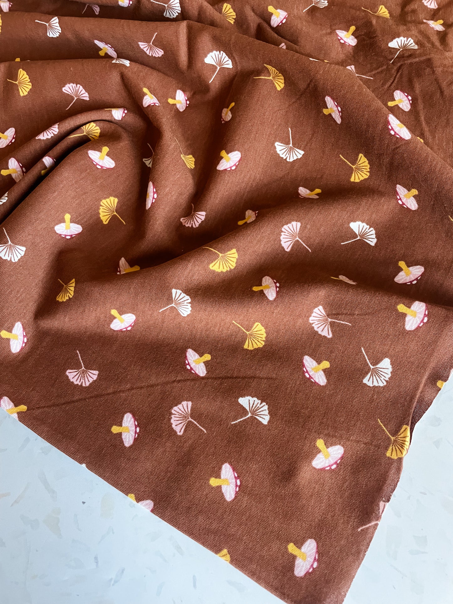 Gingko Shrooms Knit Fabric