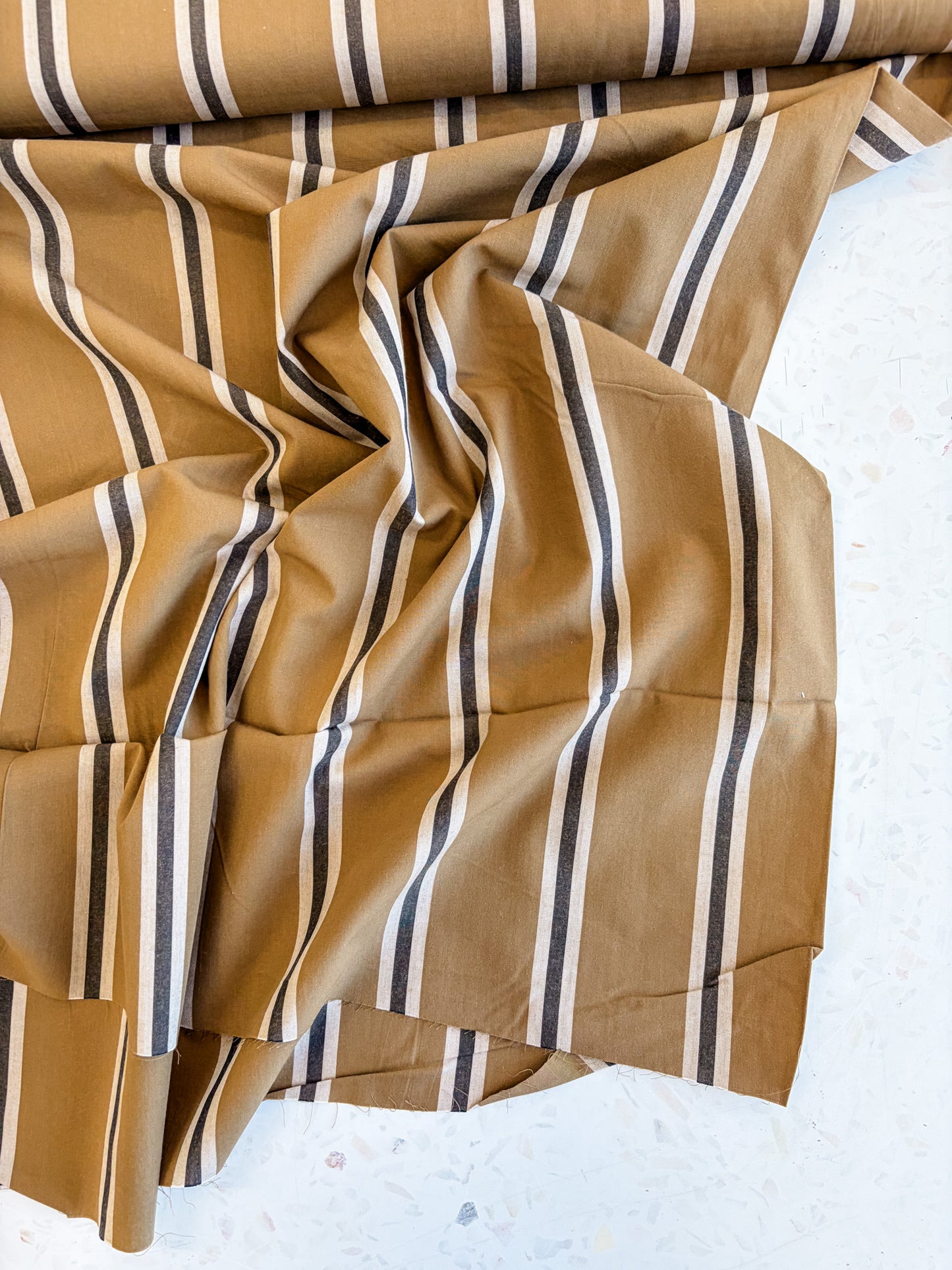 Weave Line Cotton Fabric in Iced Mocha