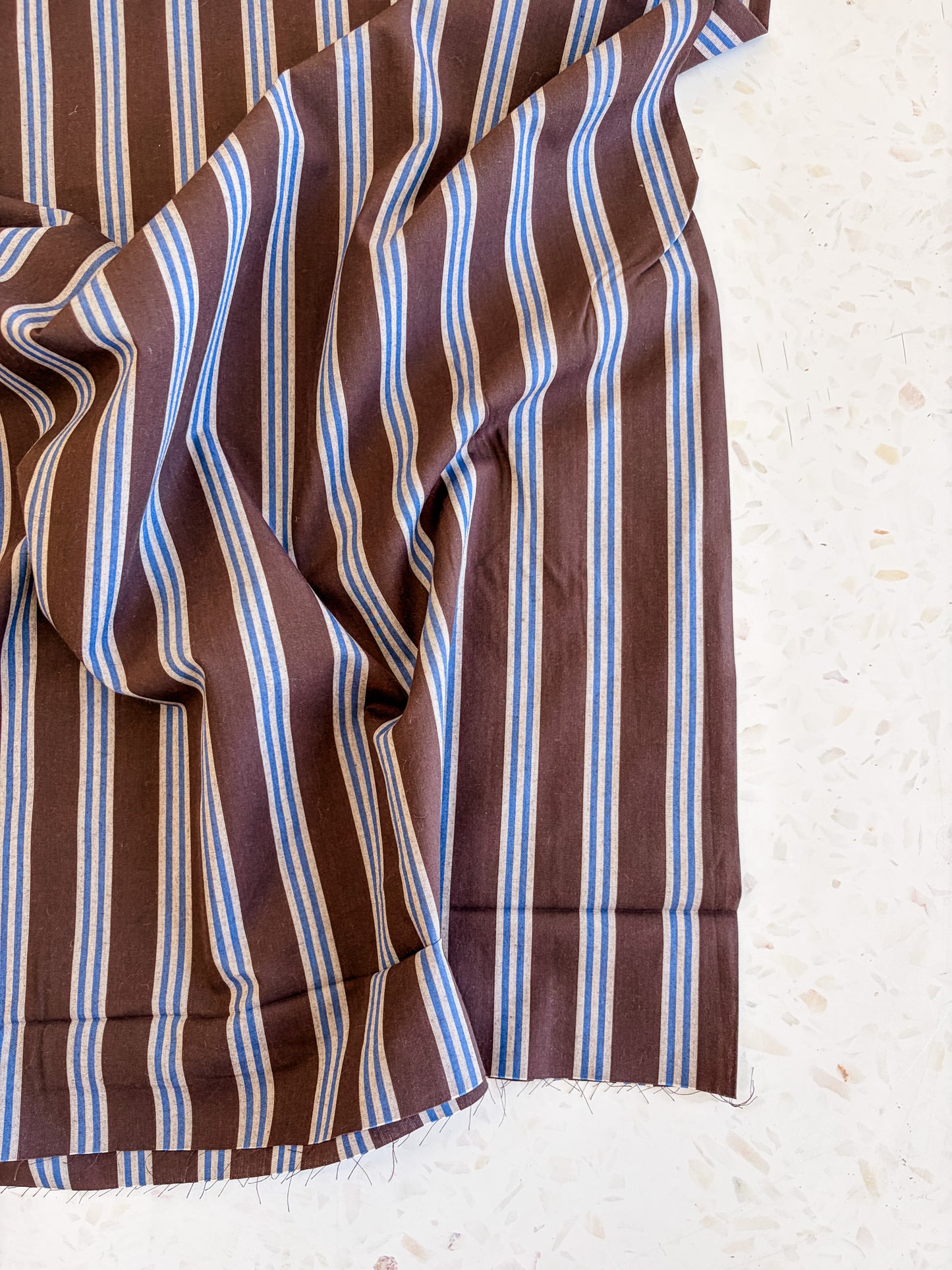 Weave Line Cotton Fabric in Oat Chocolate