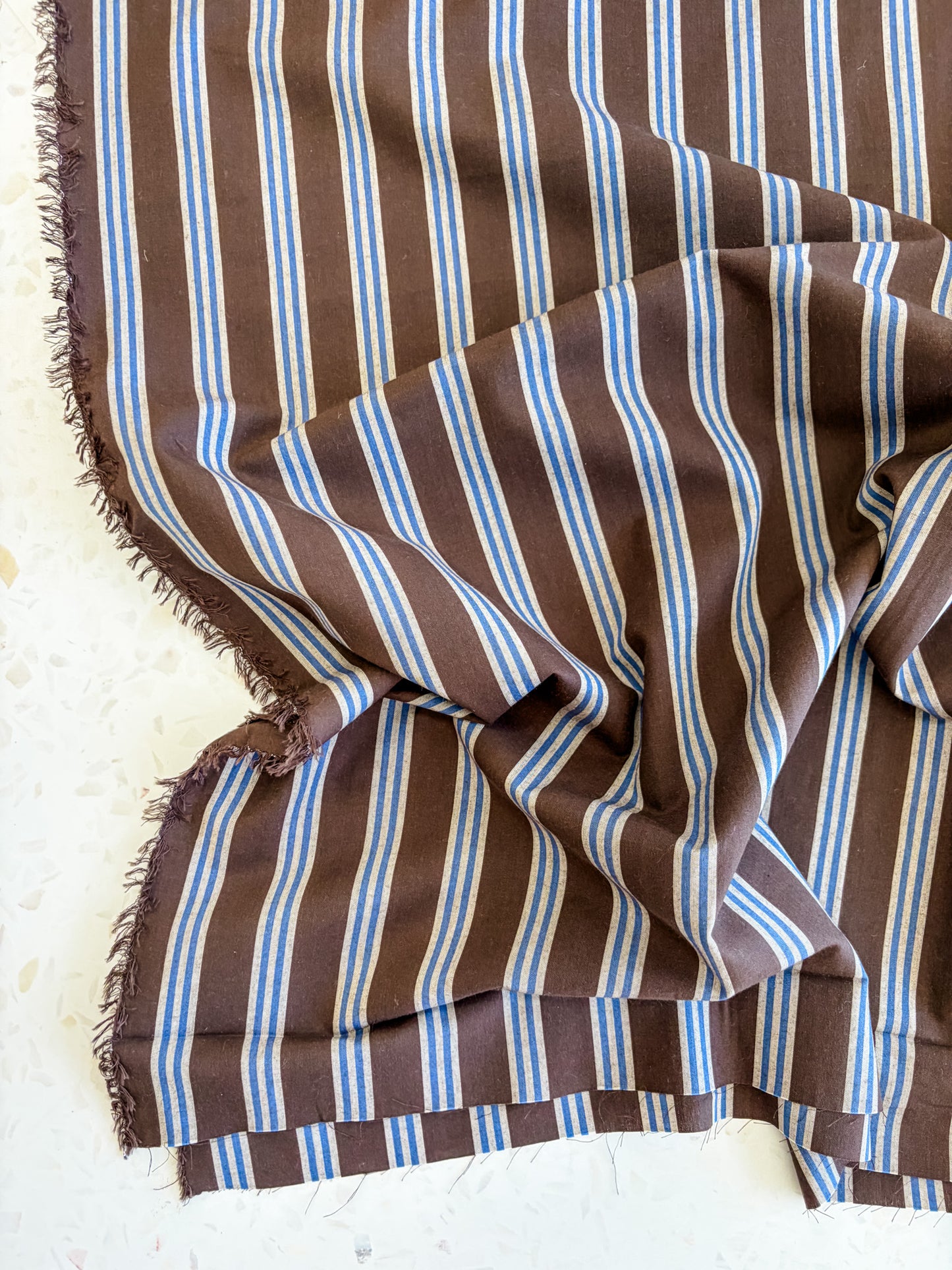 Weave Line Cotton Fabric in Oat Chocolate