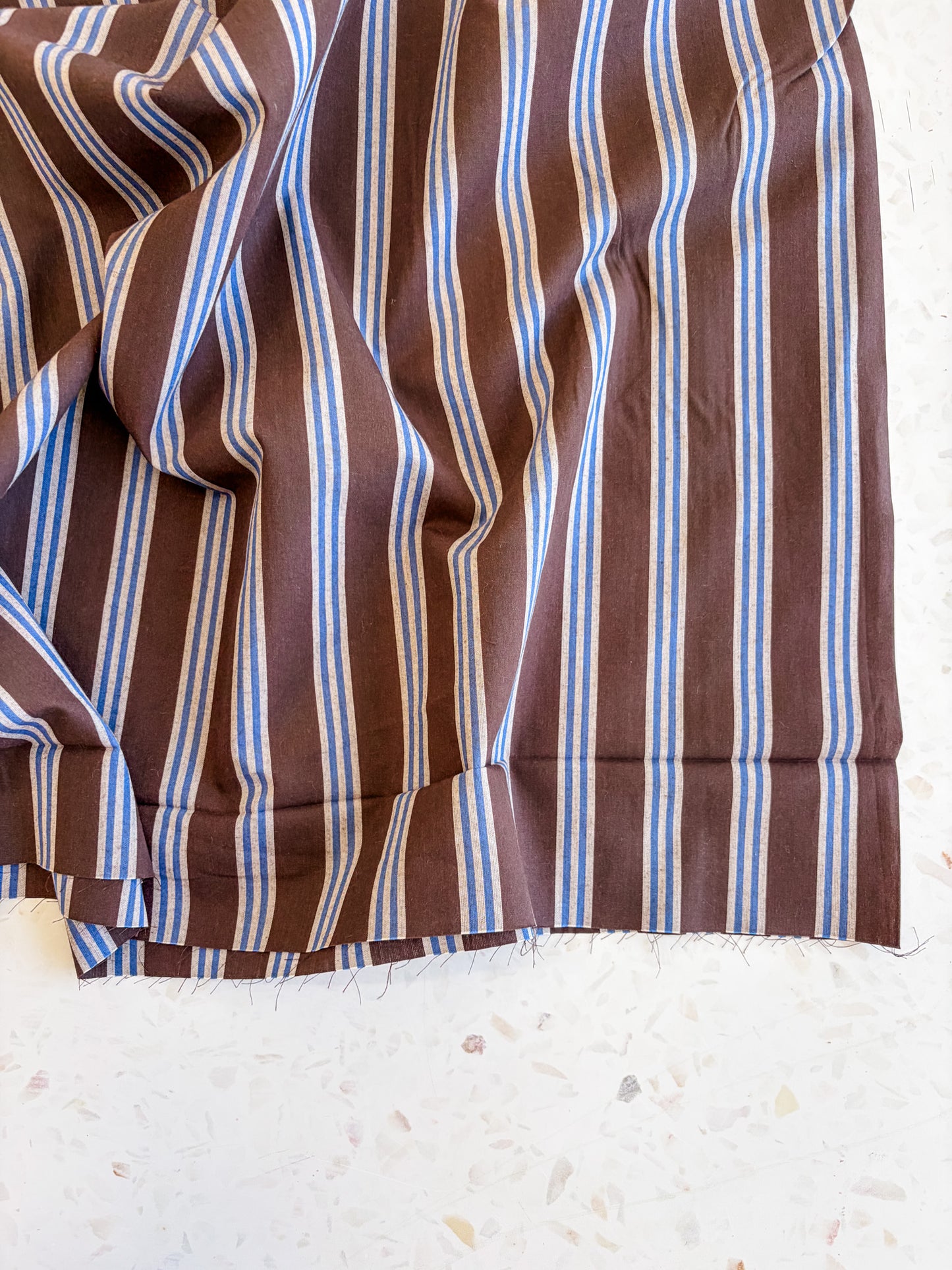 Weave Line Cotton Fabric in Oat Chocolate