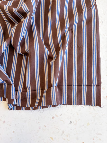 Weave Line Cotton Fabric in Oat Chocolate