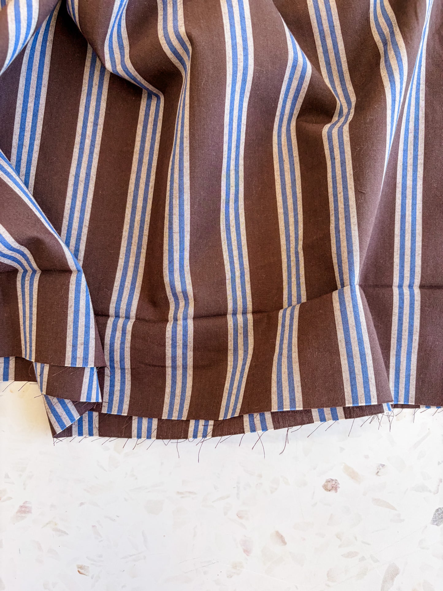 Weave Line Cotton Fabric in Oat Chocolate