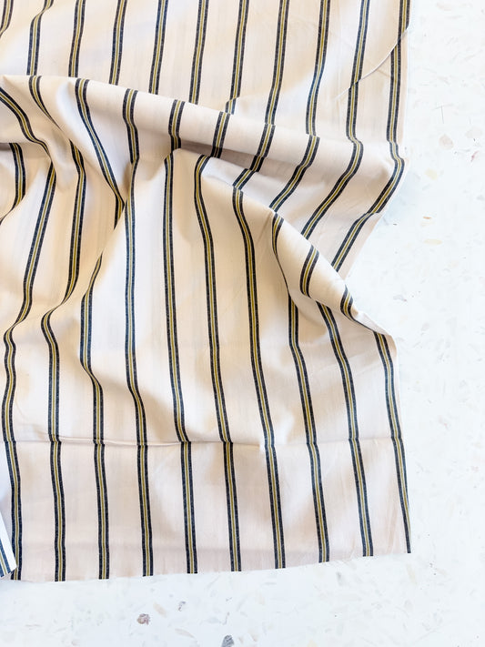 Weave Line Cotton Fabric in Milky Clay