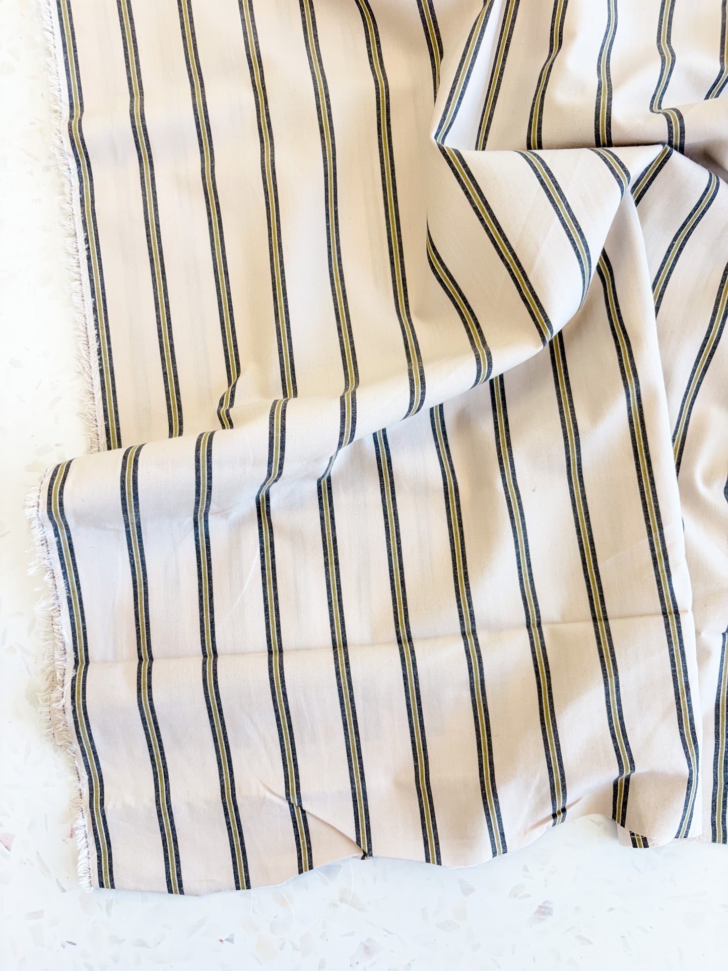 Weave Line Cotton Fabric in Milky Clay