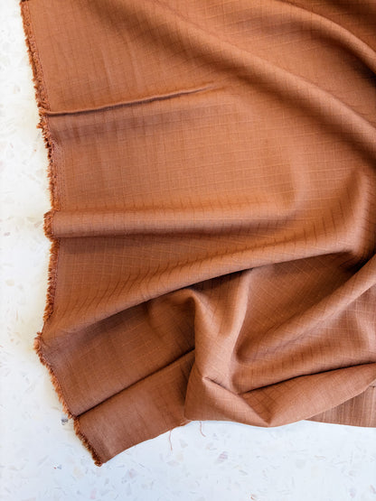 Little Tile Linen/Viscose Blend Fabric in Pecan Pie