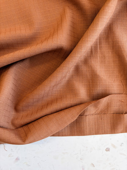 Little Tile Linen/Viscose Blend Fabric in Pecan Pie