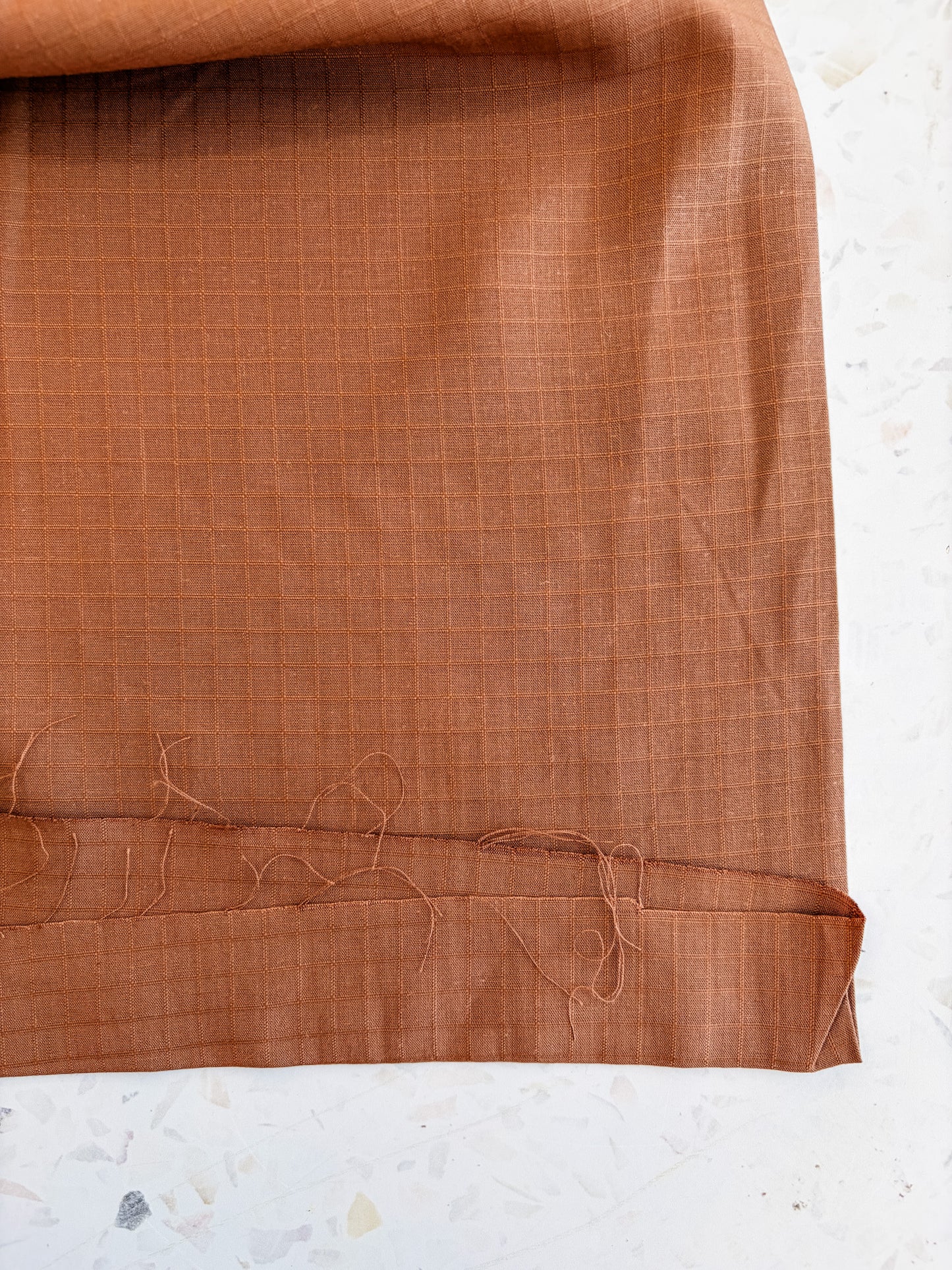 Little Tile Linen/Viscose Blend Fabric in Pecan Pie