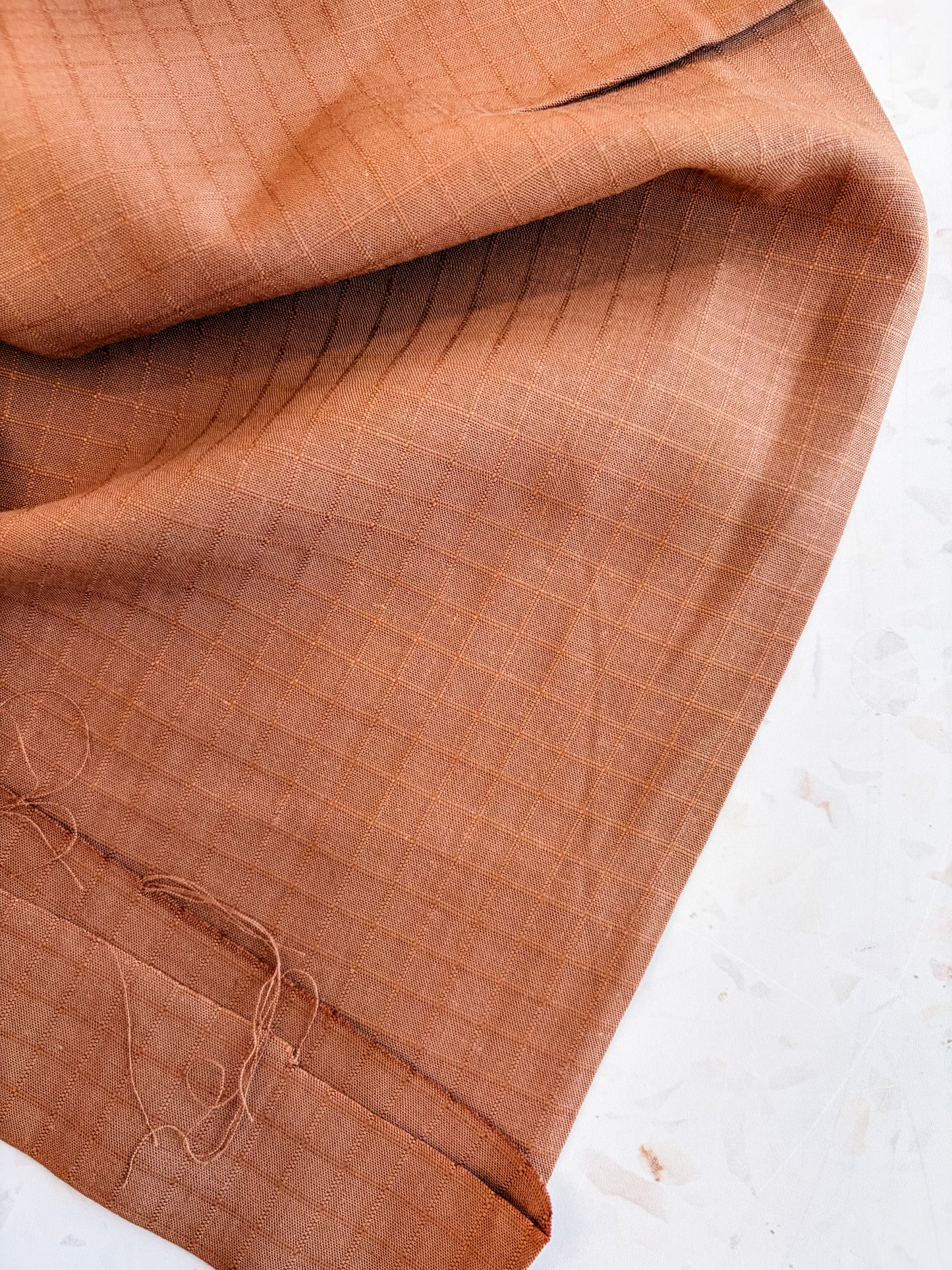 Little Tile Linen/Viscose Blend Fabric in Pecan Pie