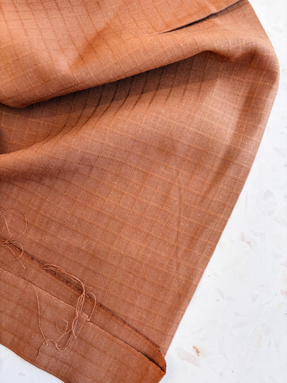 Little Tile Linen/Viscose Blend Fabric in Pecan Pie