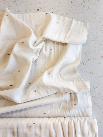 Sunset Cotton Crepe Fabric in Off-White