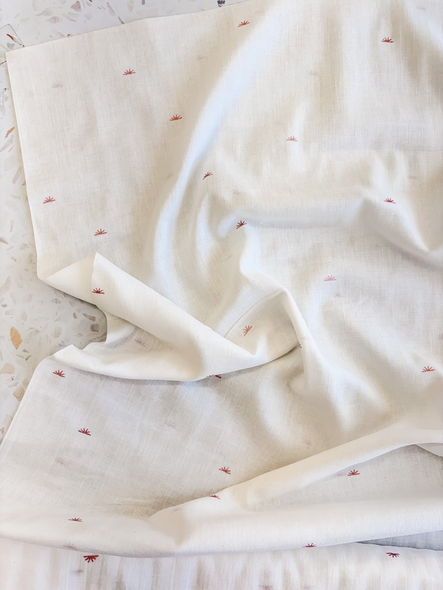 Sunset Cotton Crepe Fabric in Off-White