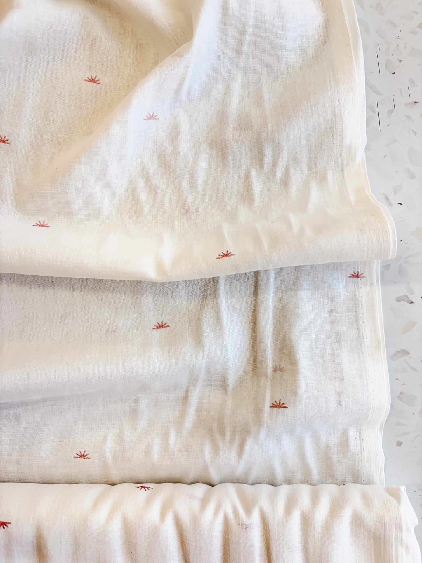 Sunset Cotton Crepe Fabric in Off-White