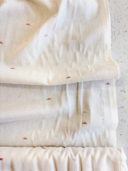 Sunset Cotton Crepe Fabric in Off-White