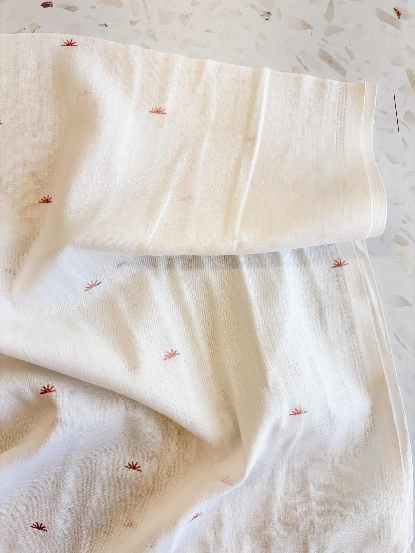 Sunset Cotton Crepe Fabric in Off-White