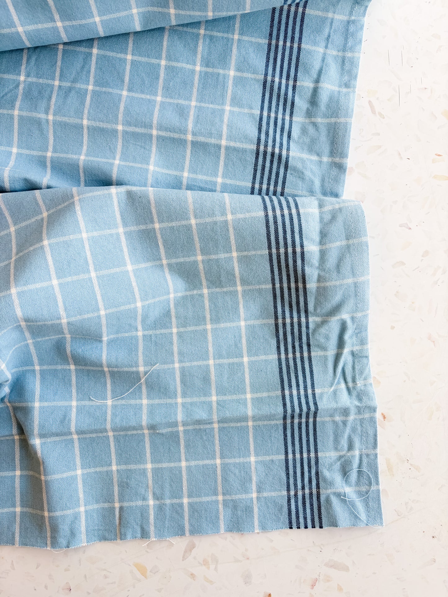 Toweling in Waterfall Blue Check