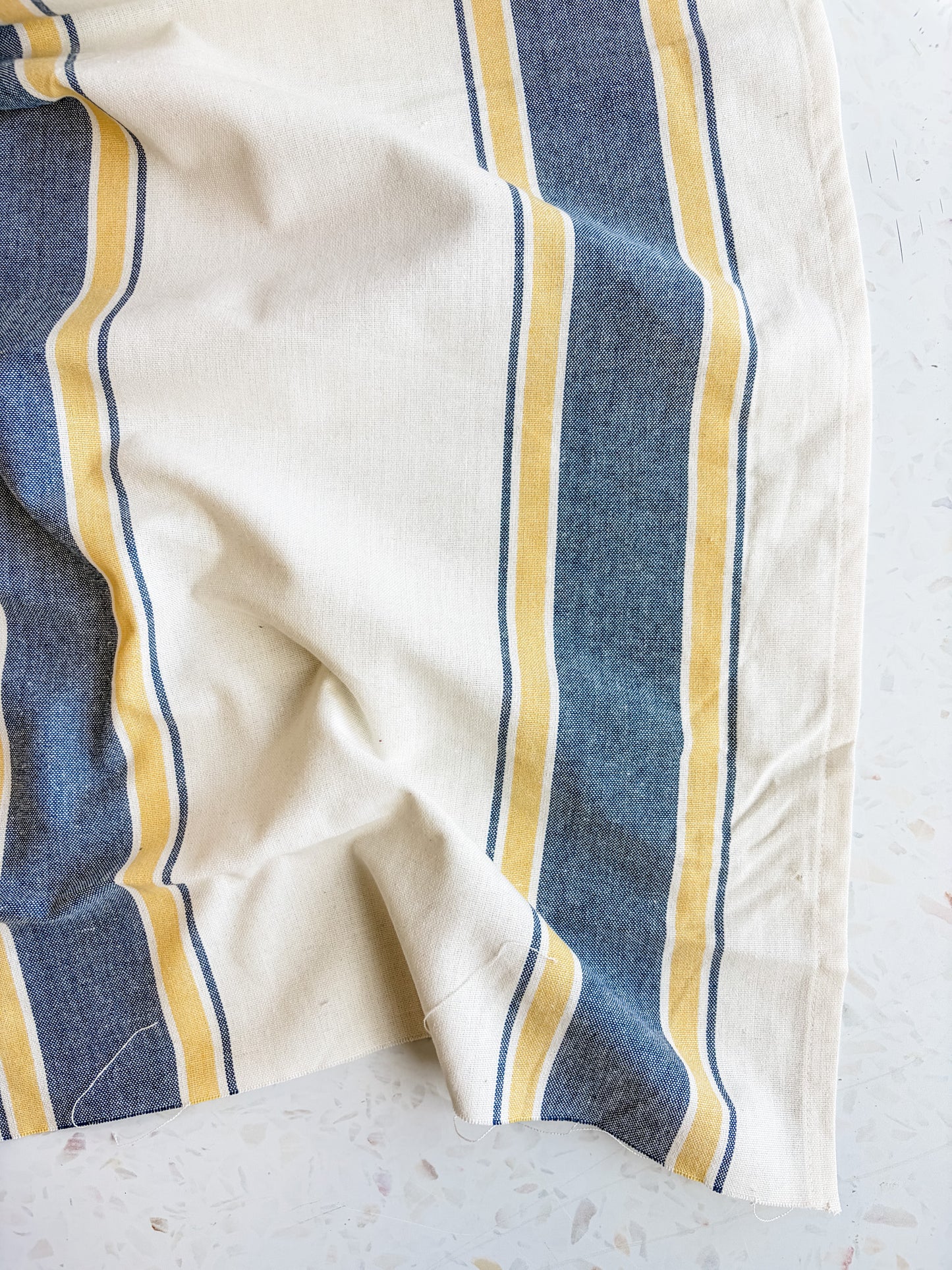 Toweling in Waterfall Blue and Yellow Stripes