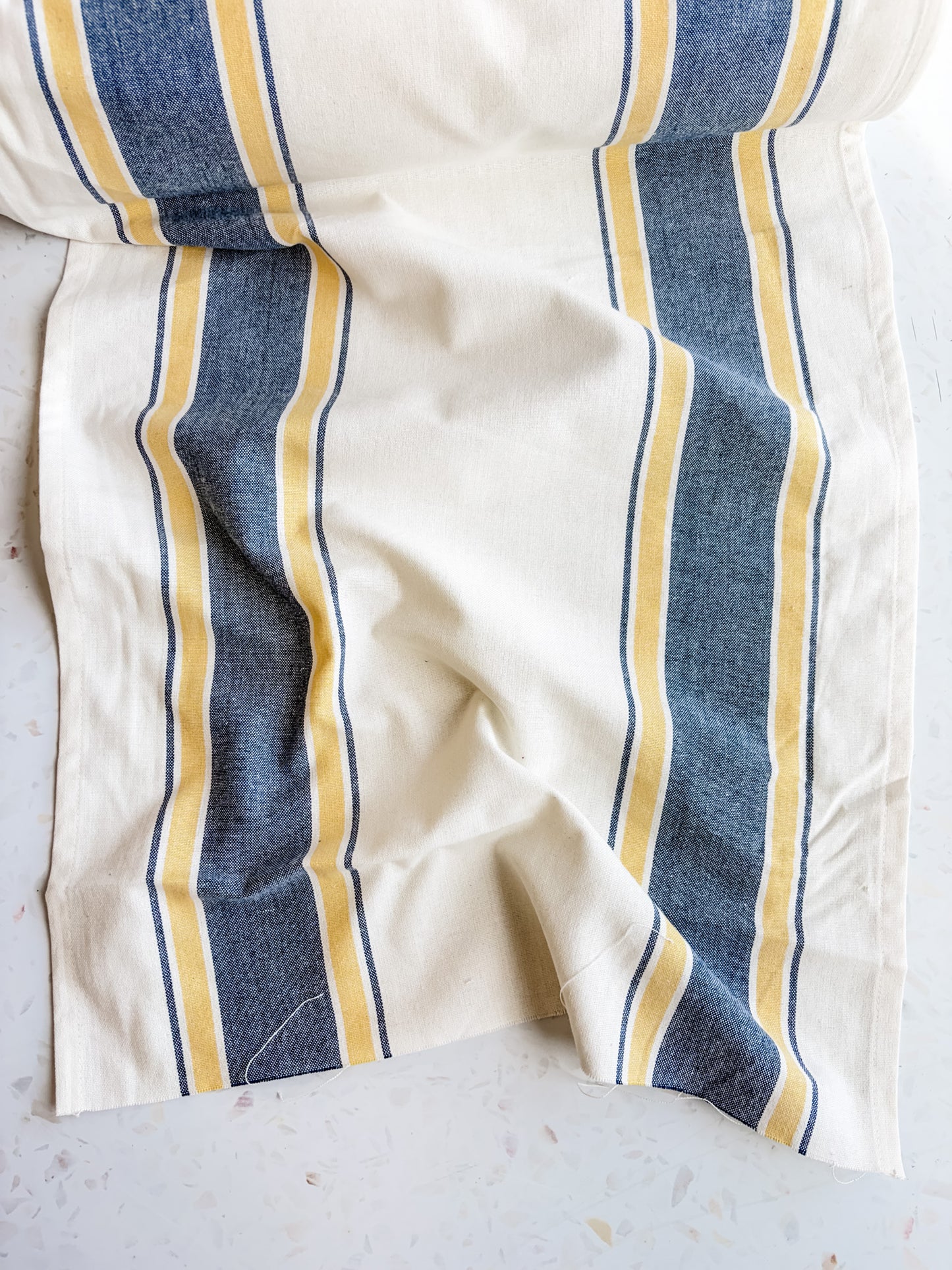 Toweling in Waterfall Blue and Yellow Stripes