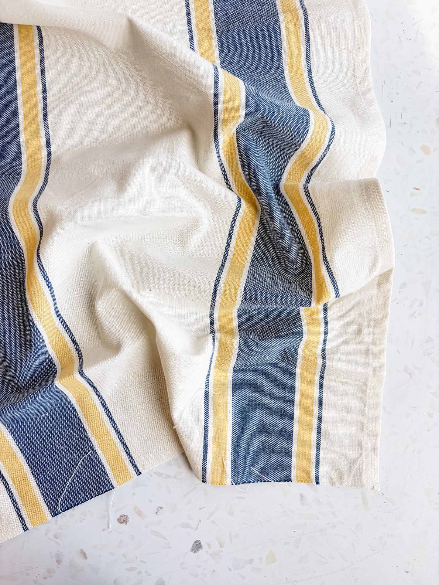 Toweling in Waterfall Blue and Yellow Stripes
