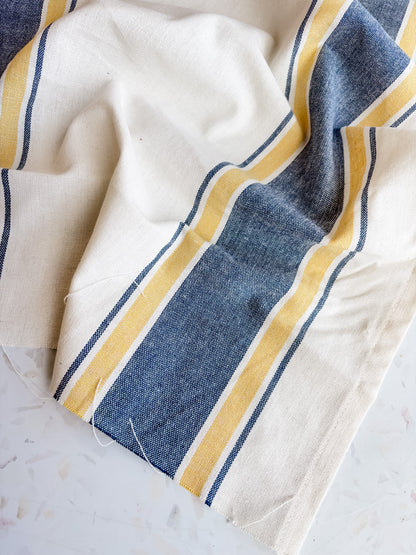 Toweling in Waterfall Blue and Yellow Stripes
