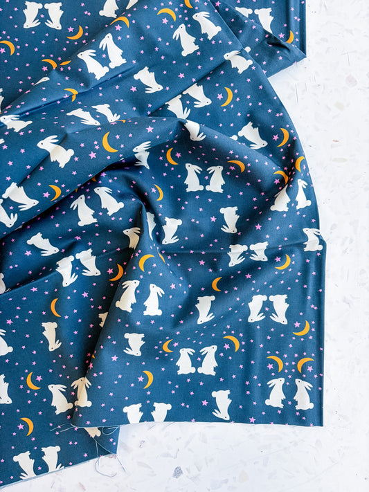 Ruby Star Society Mystic Fable Quilting Cotton – Galaxy Bunnies in Blue