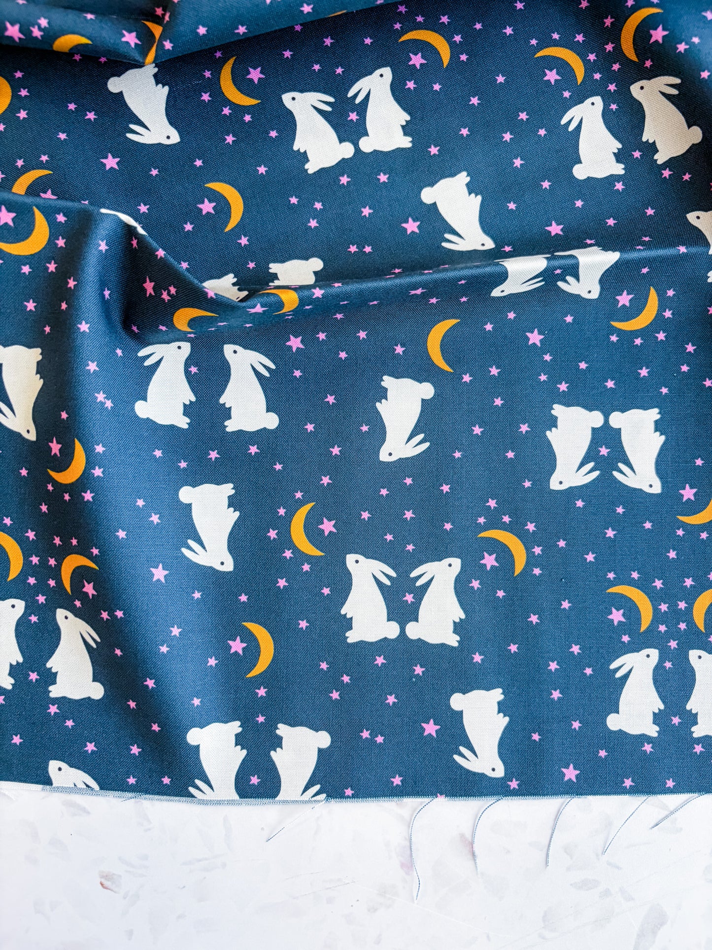 Ruby Star Society Mystic Fable Quilting Cotton – Galaxy Bunnies in Blue