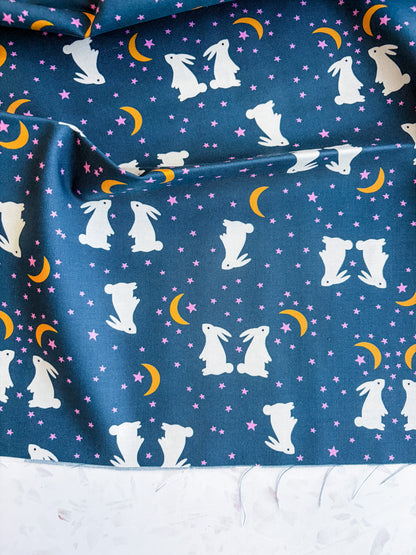 Ruby Star Society Mystic Fable Quilting Cotton – Galaxy Bunnies in Blue