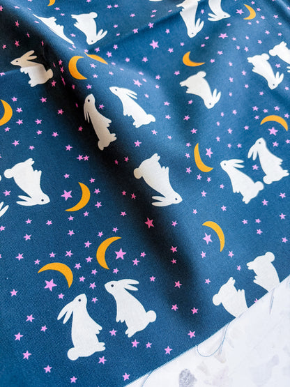 Ruby Star Society Mystic Fable Quilting Cotton – Galaxy Bunnies in Blue