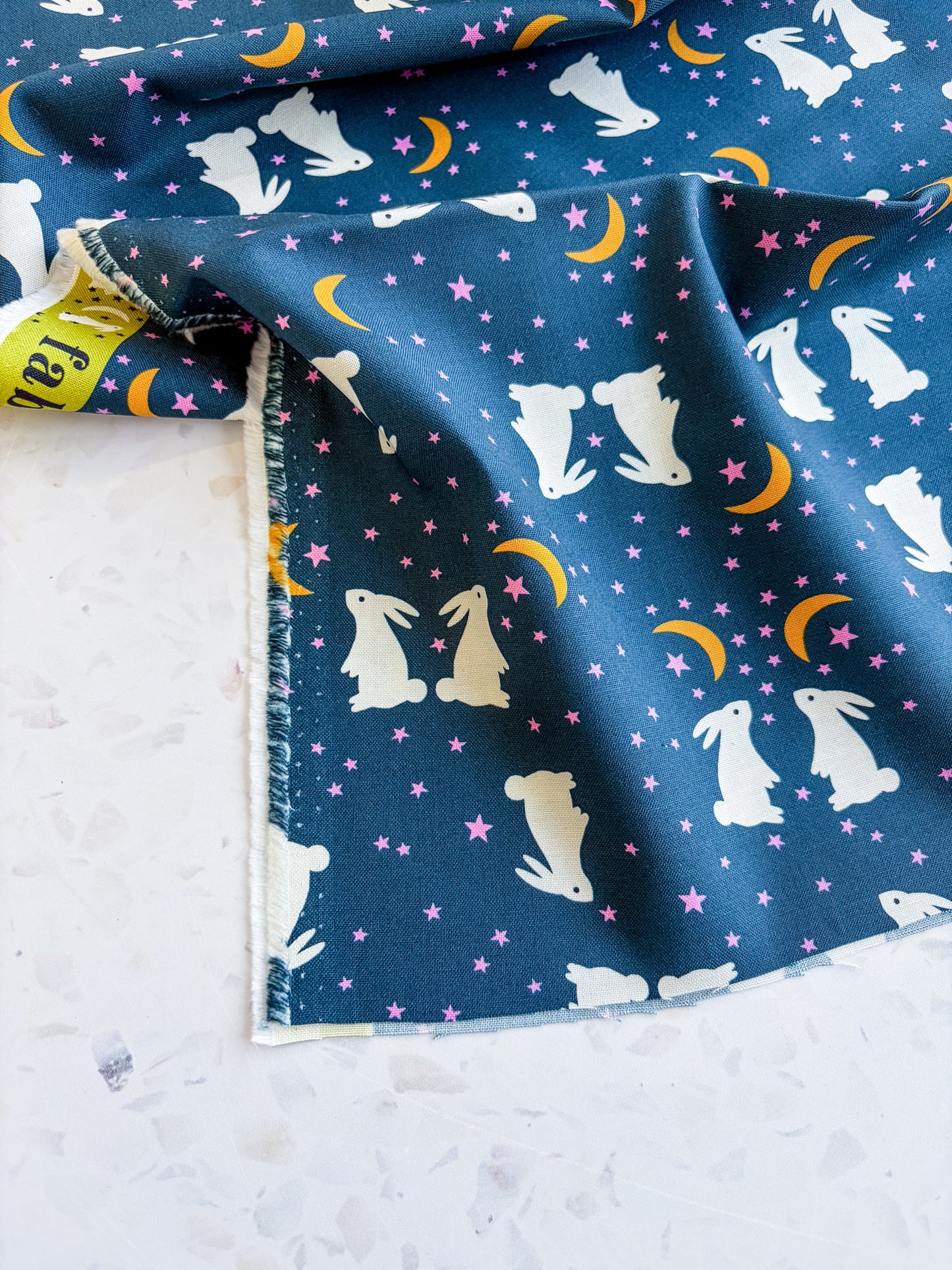 Ruby Star Society Mystic Fable Quilting Cotton – Galaxy Bunnies in Blue