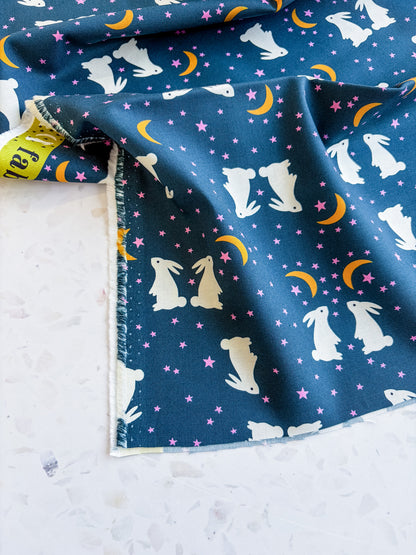 Ruby Star Society Mystic Fable Quilting Cotton – Galaxy Bunnies in Blue