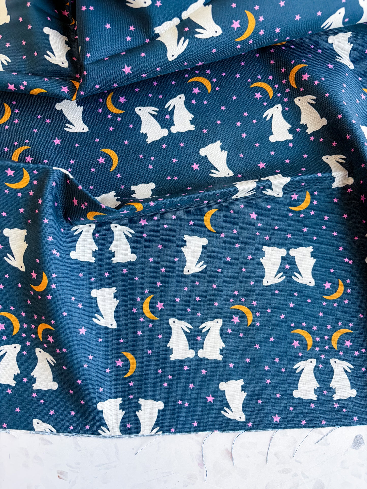 Ruby Star Society Mystic Fable Quilting Cotton – Galaxy Bunnies in Blue