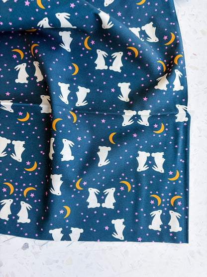 Ruby Star Society Mystic Fable Quilting Cotton – Galaxy Bunnies in Blue
