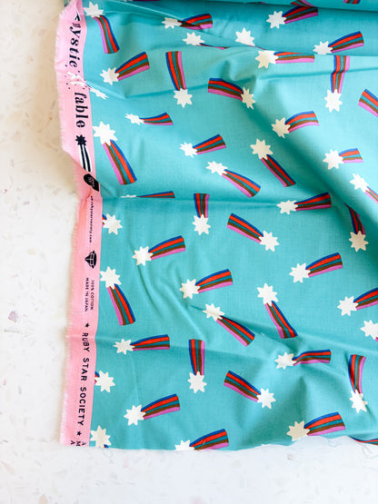 Ruby Star Society Mystic Fable Quilting Cotton - Shooting Stars in Cottage Blue