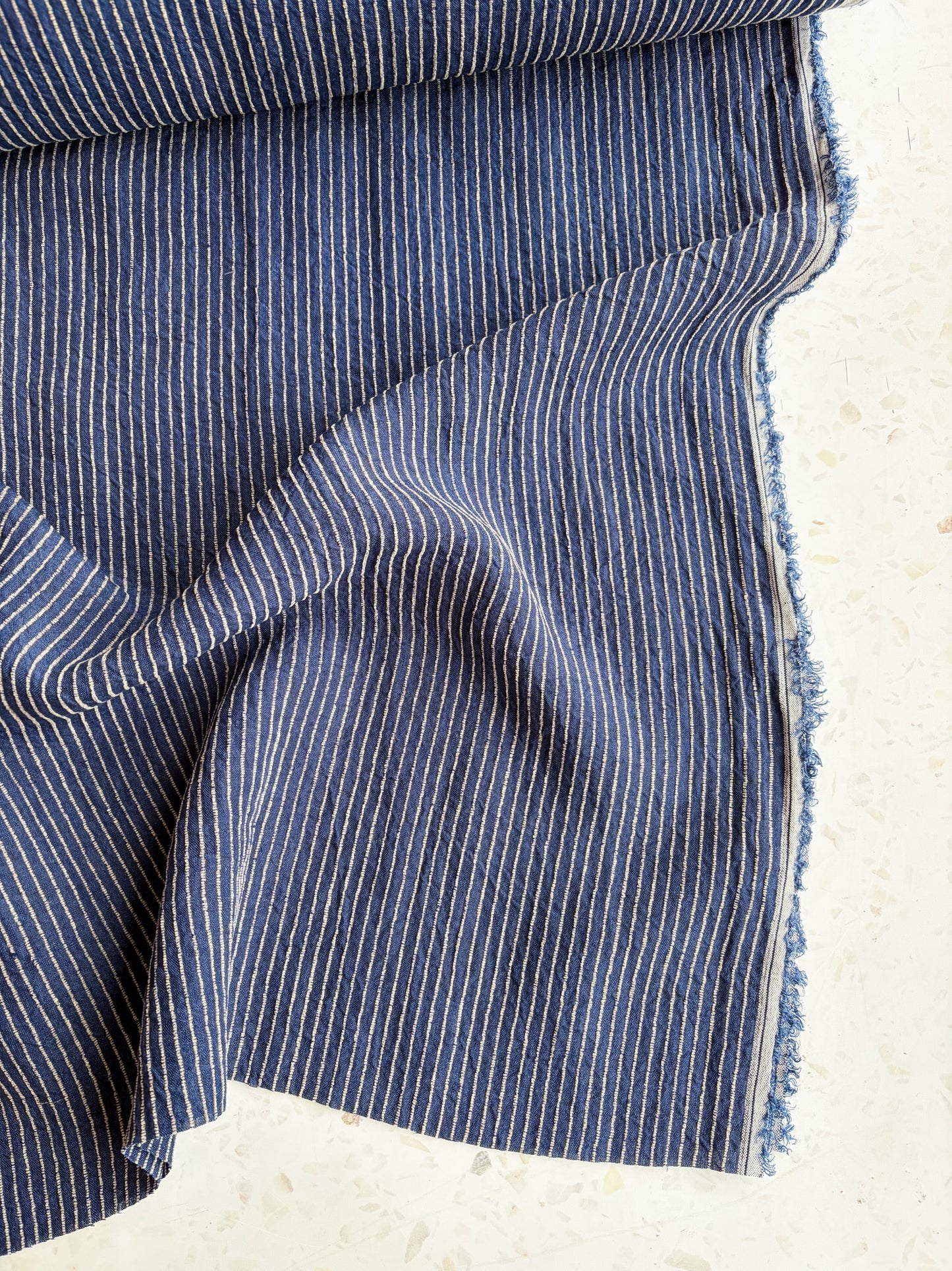 Harbor Stripe Linen/Rayon Blend in Indigo