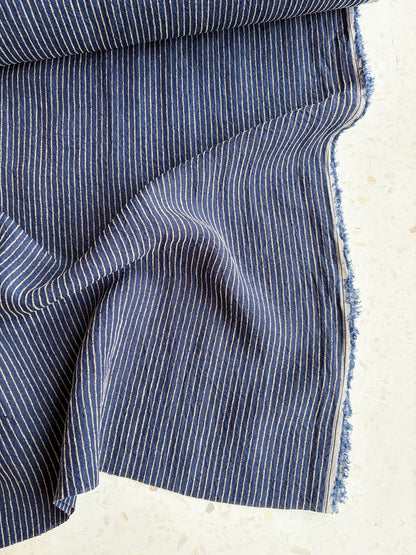 Harbor Stripe Linen/Rayon Blend in Indigo