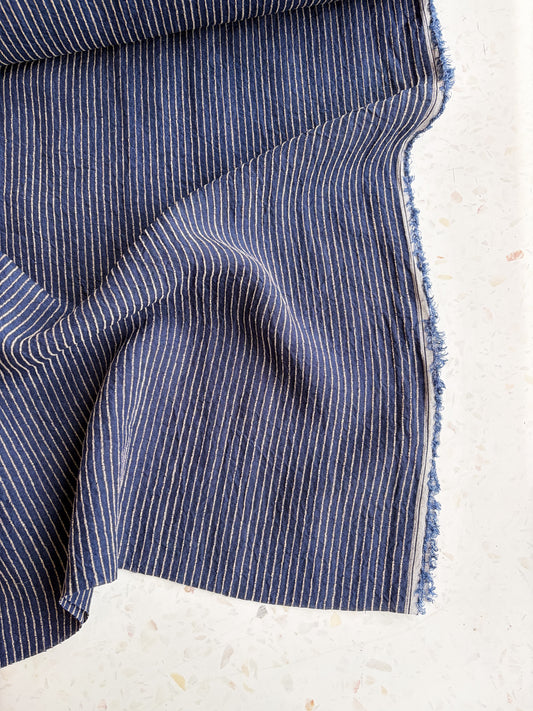 Harbor Stripe Linen/Rayon Blend in Indigo
