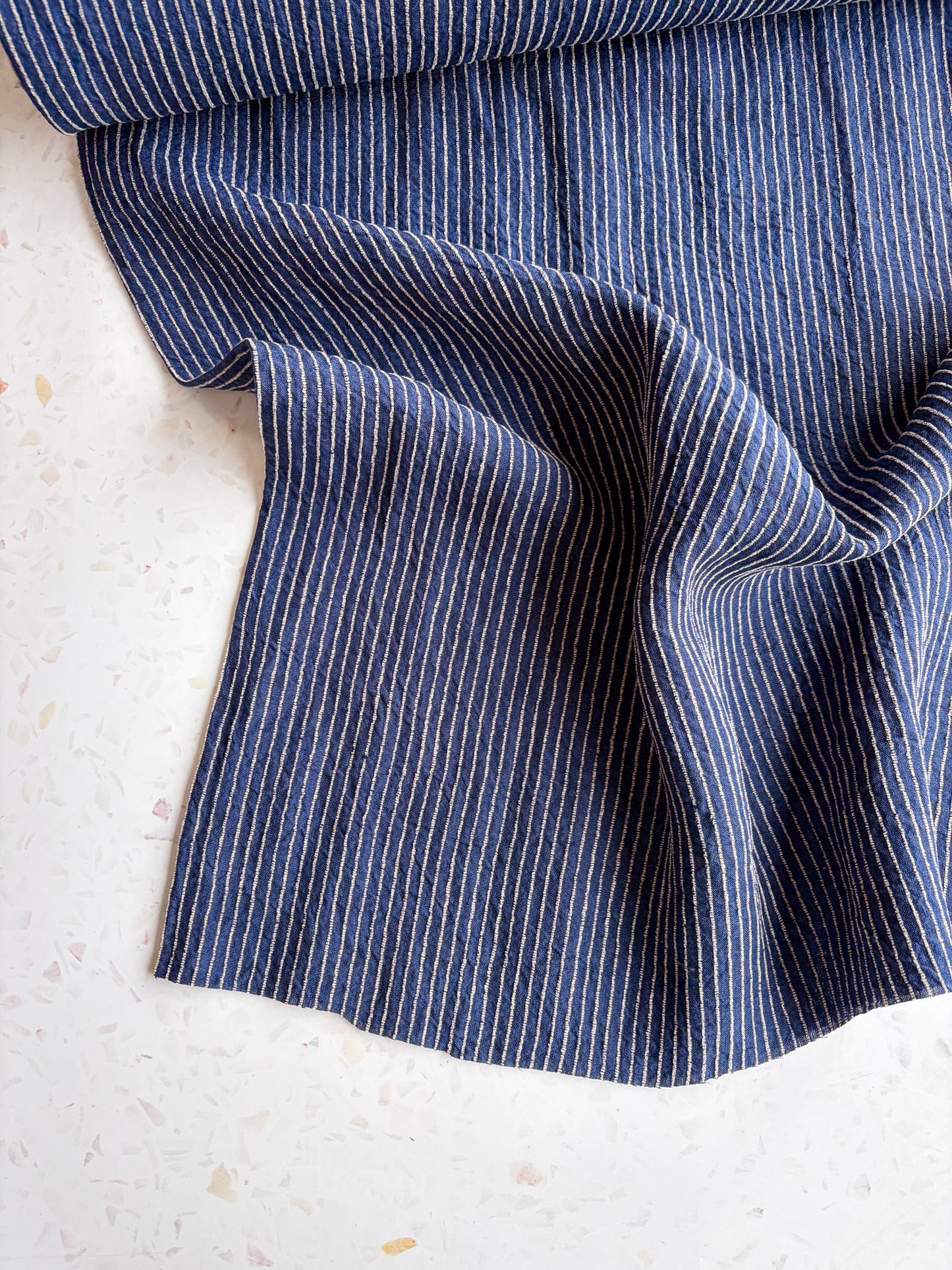Harbor Stripe Linen/Rayon Blend in Indigo