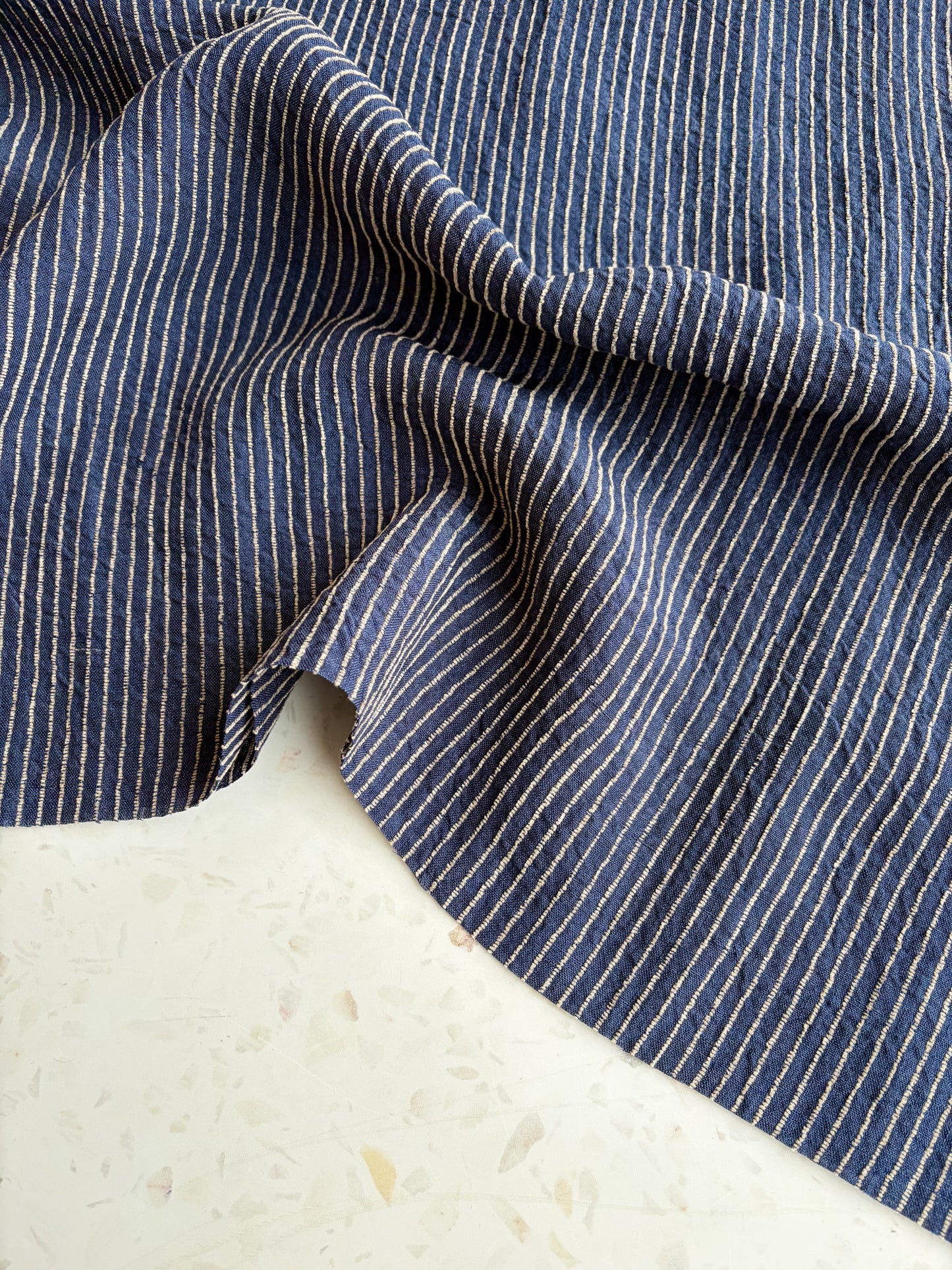 Harbor Stripe Linen/Rayon Blend in Indigo