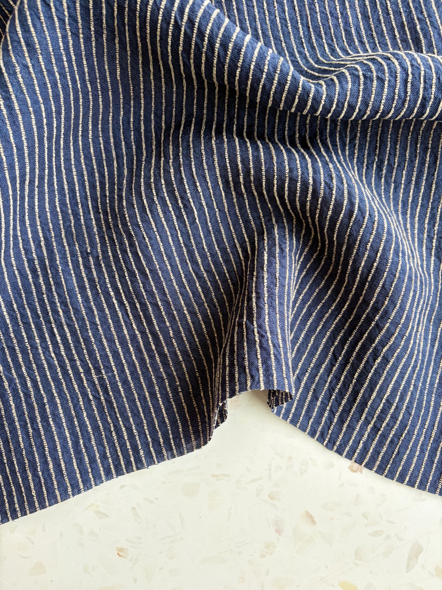 Harbor Stripe Linen/Rayon Blend in Indigo