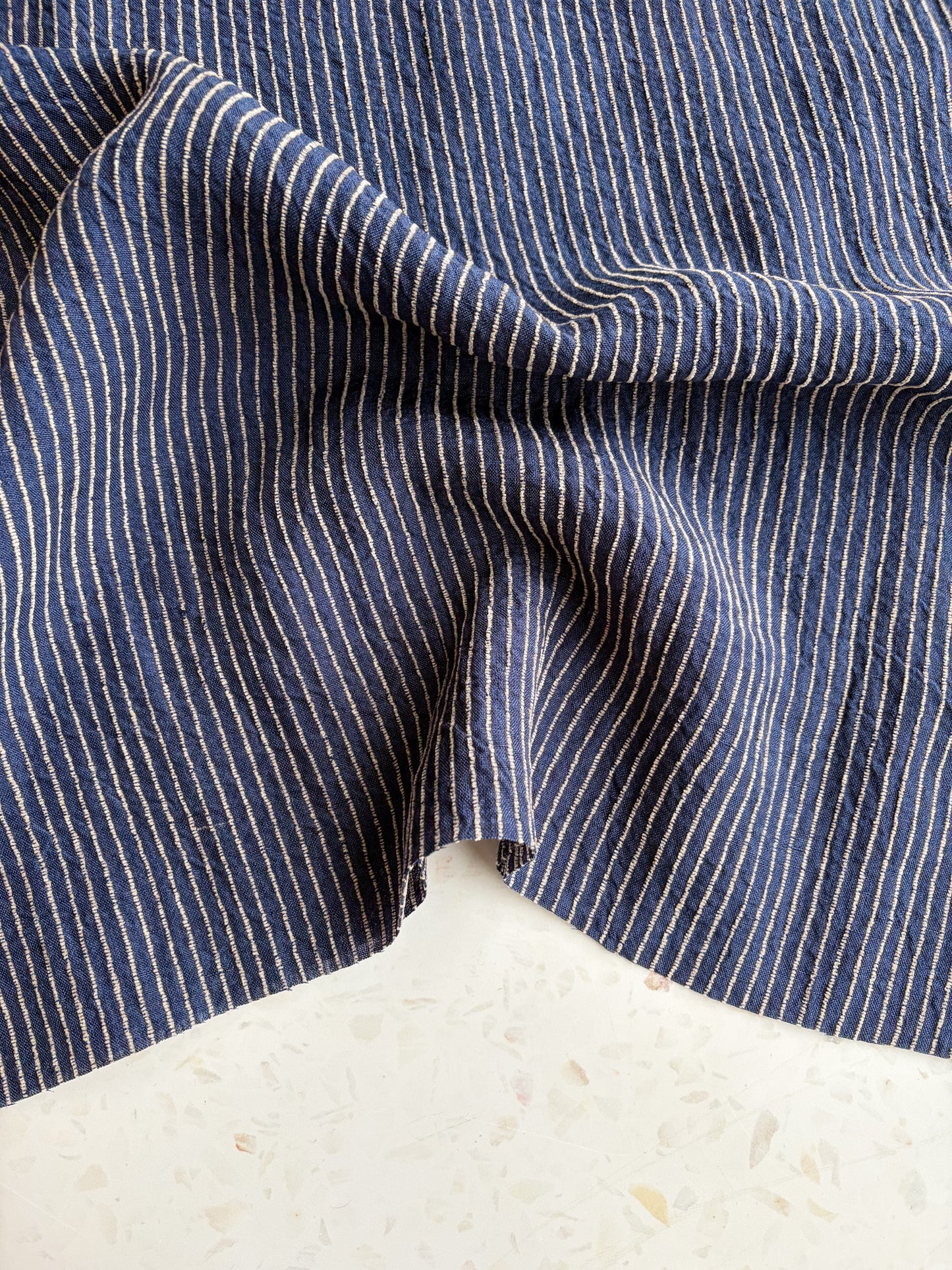 Harbor Stripe Linen/Rayon Blend in Indigo