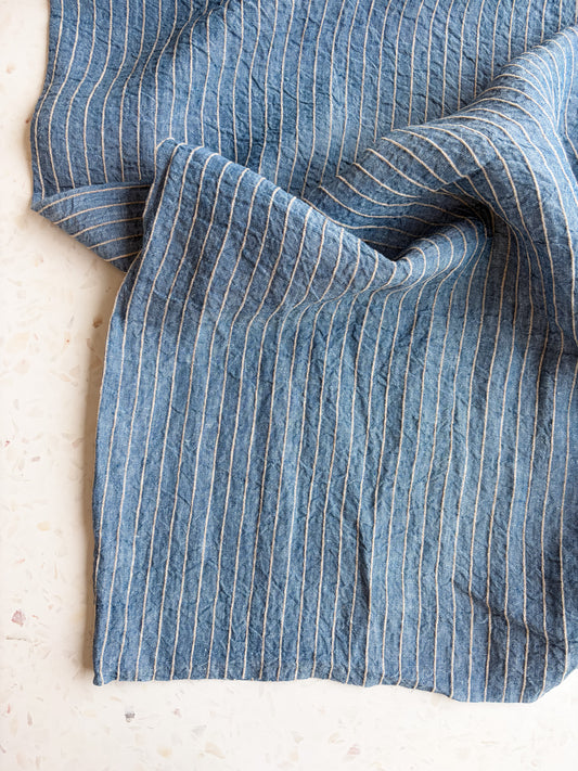 Harbor Stripe Linen/Rayon Blend in Cornflower