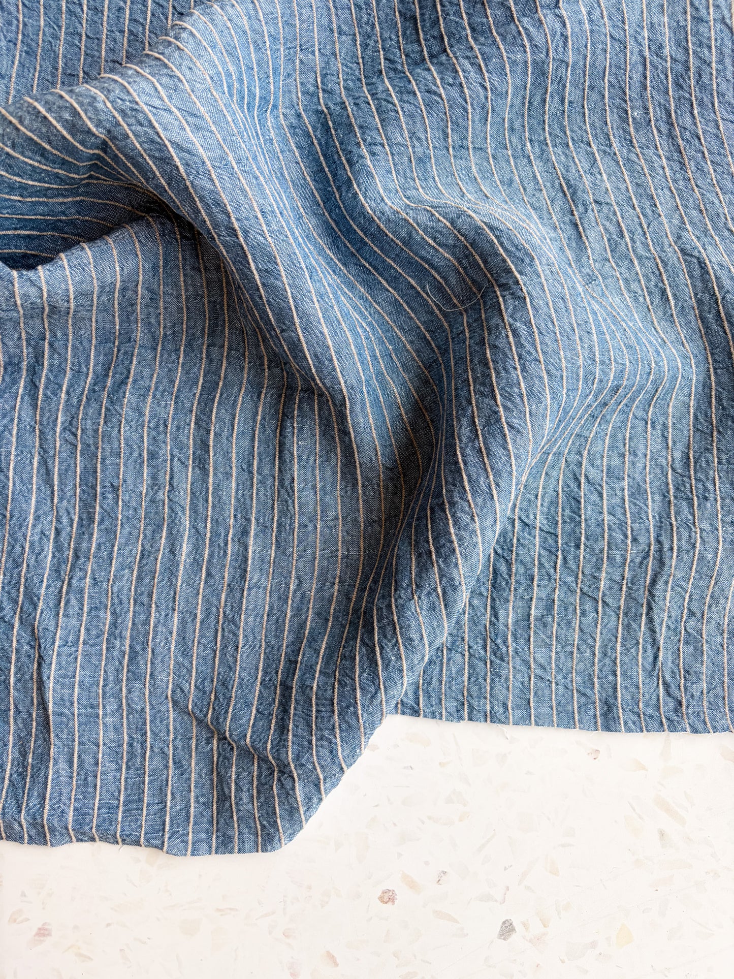 Harbor Stripe Linen/Rayon Blend in Cornflower