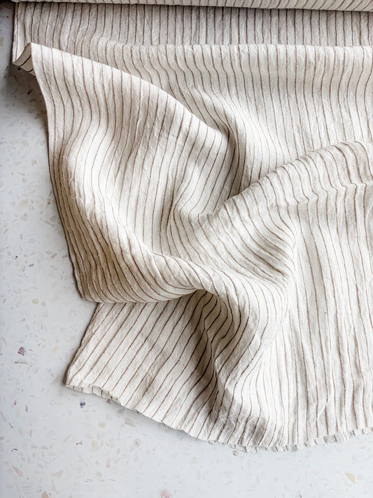 Harbor Stripe Linen/Rayon Blend in Shell
