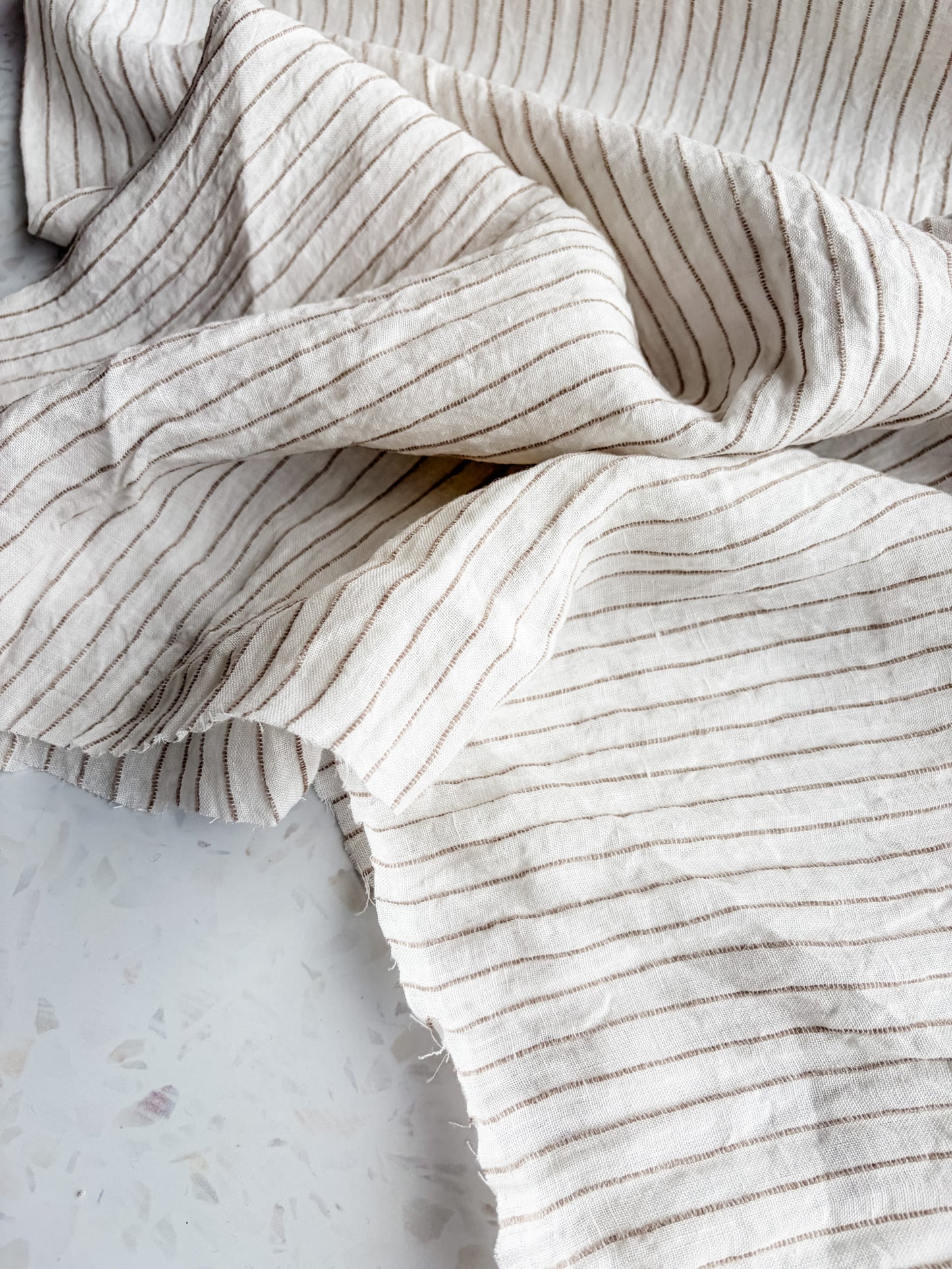 Harbor Stripe Linen/Rayon Blend in Shell
