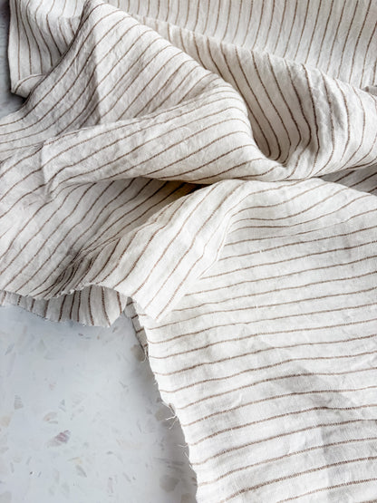 Harbor Stripe Linen/Rayon Blend in Shell