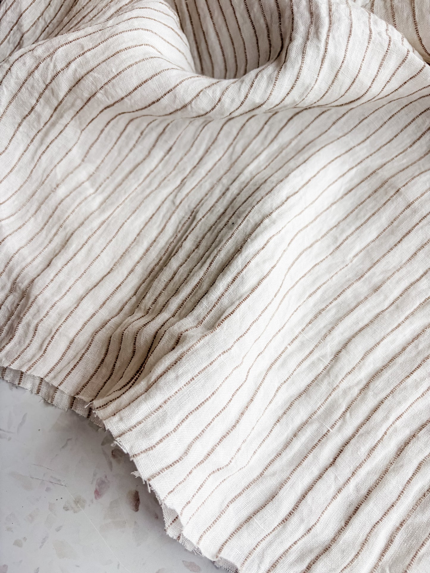 Harbor Stripe Linen/Rayon Blend in Shell