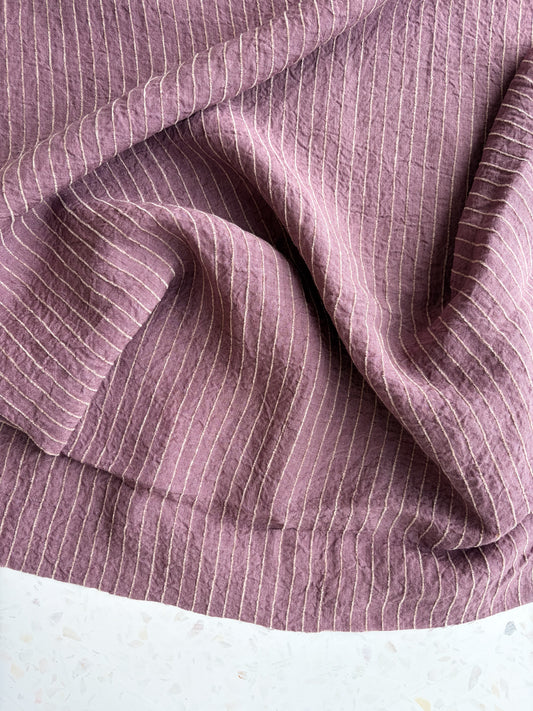 Harbor Stripe Linen/Rayon Blend in Rosewood